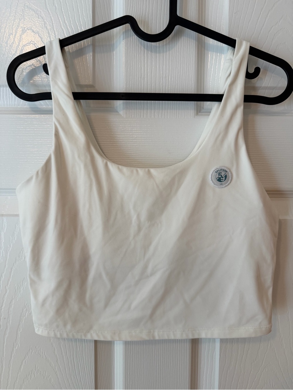 Splits59 Women's White Cropped Tank Top with Scoop Neck